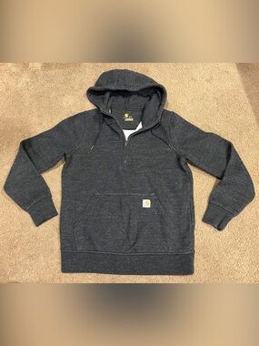 Carhartt Fleece Lines Charcoal Heather Half-Zip Hooded Sweatshirt